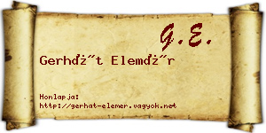 Gerhát Elemér névjegykártya